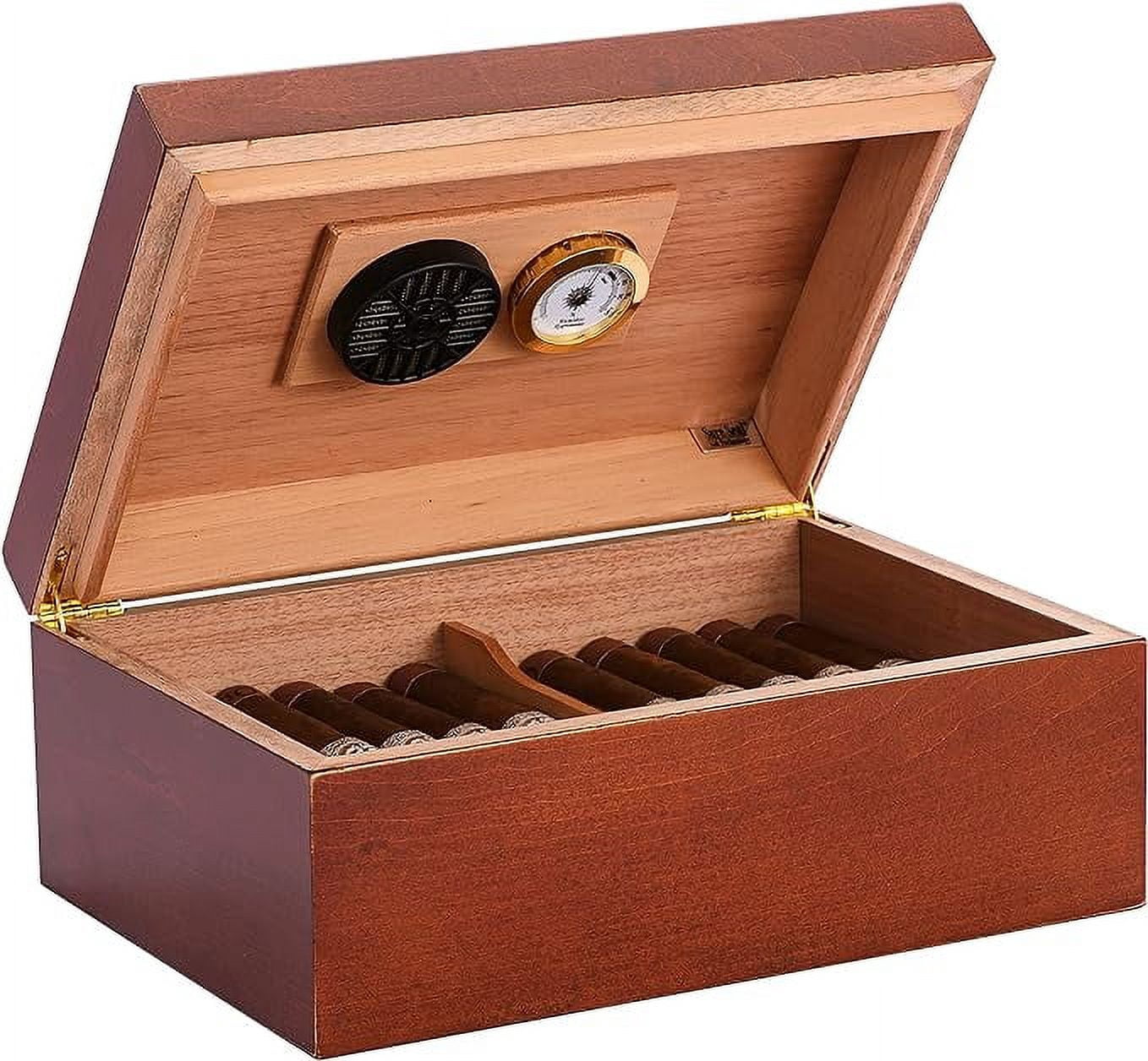 Humidor Supreme Sao Paolo Humidor, 50 Cigar Capacity, Rich Maple Wood With Mahogany Finish