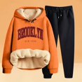 thumbnail image 3 of Women's Winter Pile Thickened Warm Solid Color Color Cardigan Sherbet Hooded Sweatshirt Jacket Pants Two Piece Set Dresses for Grandmother of The Bride Dressy Romper Women Snowsuit Womens Tall Snow, 3 of 8