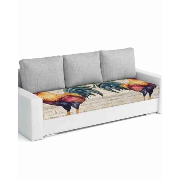 Farmhouse Rooster Sofa Couch Cushion Covers Washable, Removable Stretchable Sectional Couch Covers, Vintage Rustic Animal Prints Slipcovers for L & T Shape Sofa Furniture Protector L Size 1 pc