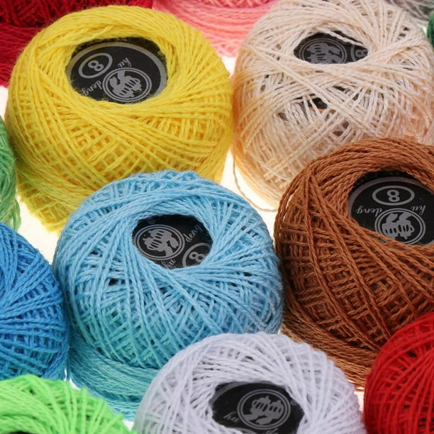16 Spools Crochet Thread Multicoloured Handcrafts Knitting Yarn