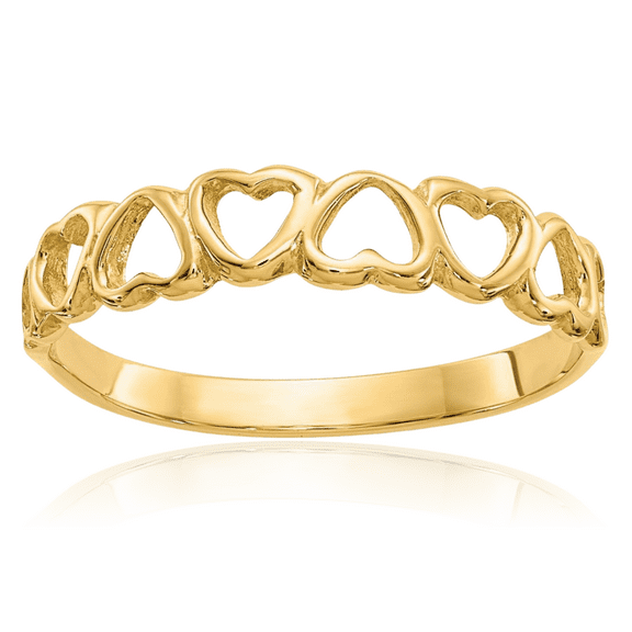 14K Solid Yellow Gold Heart Ring Love Band