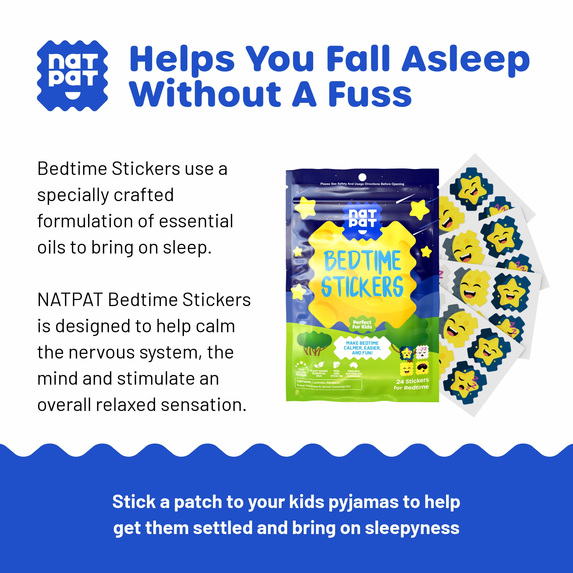 NATPAT SleepyPatch Sleep Support Stickers for Kids, 24 Count