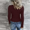 thumbnail image 5 of KDFJPTH Womens Long Sleeve Shirt Women Long Sleeve Henley T Shirts Button Down Slim Fit Tops Scoop Neck Ribbed Knit Shirts, 5 of 7
