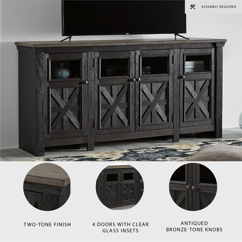 Signature Design by Ashley Tyler Creek 74"" TV Stand in Black and Gray