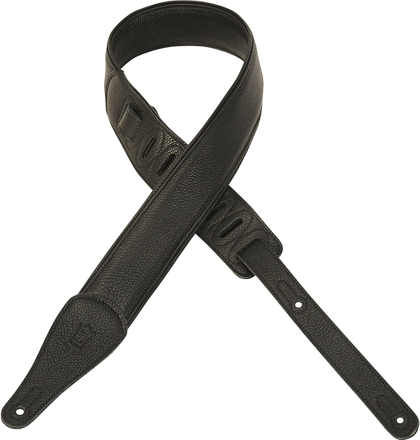 Levys Leathers 3 Veg-Tan Leather Guitar Strap with Paisley Design; Black PM44T03-BLK