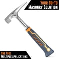 thumbnail image 4 of Mutt Tools Professional Brick Hammer - 20oz Heavy Duty Masonry Hammer for Bricklayer Tools, Stone Hammer for Mason Work, 4 of 6
