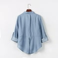 thumbnail image 4 of Danhjin Women's Button Down Denim Shirt Collared Casual Long Sleeve Shirts Tops on Clearance, 4 of 6