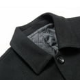 thumbnail image 6 of XFLWAM Mens Classic Single Breasted Pea Coat Quilted Lined Lapel Collar Wool Blend Trench Coat Mid Long Jackets with Pockets Black XL, 6 of 9