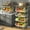 White, variant on Fruit Basket Kitchen Pantry Organizers and Storage - Wooden Top Table, Stackable Metal Wire Basket Stand Cart for Fruit Vegetable Snacks Onion Potato Organization (White, 5 Tiers)