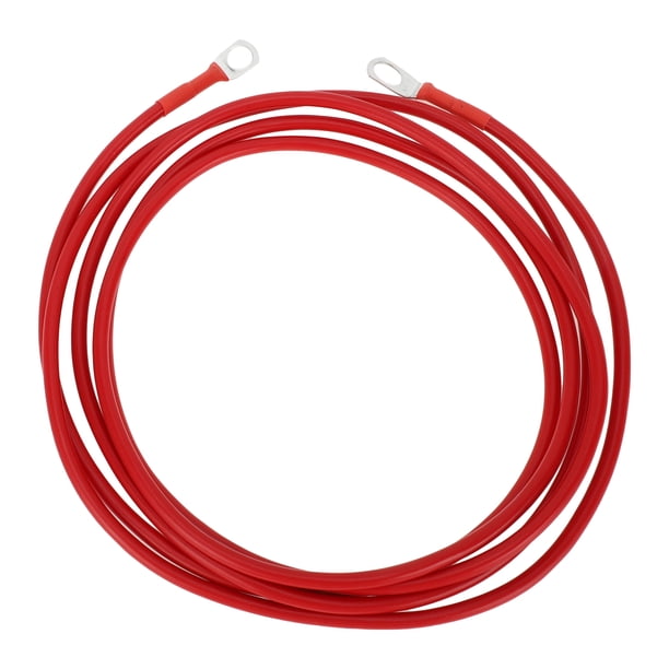 Unique Bargains 1 Pc Cable Inversor de Batería 10 AWG 8FT 3/8" Lug 5/16" Lug Cable de Batería Universal para Automóvil Vehículo Barco RV Solar Cobre Estañado Rojo