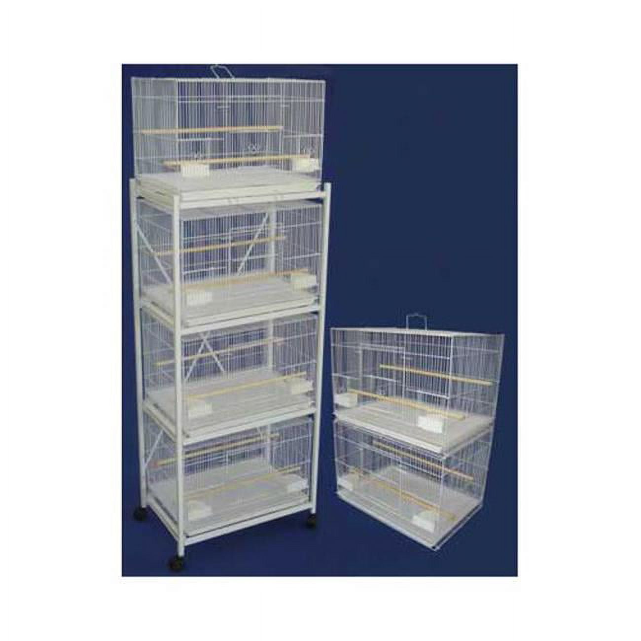 YML 6x2424WHT and 1x 4134WHT Six Small Bird Breeding Cages with One 4 Tier Stand in White