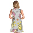 thumbnail image 2 of Bixox Cartoon Owls Print Women's Sleeveless A-Line Dress with Pockets, Casual Knee-Length Tank Dress for Summer-Small, 2 of 7