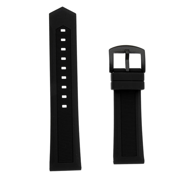 Correa de reloj de silicona suave negra Correa de repuesto de 19 mm-24 mm con 4 barras de resorte 22mm negro Hugo Banda de reloj de goma de silicona