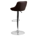 thumbnail image 4 of Flash Furniture Contemporary Brown Vinyl Bucket Seat Adjustable Height Barstool with Diamond Pattern Back and Chrome Base, 4 of 12