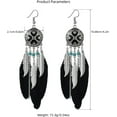 thumbnail image 6 of Boho Long Enamel Feather Dangle Drop Statement Stud Earring for Women Bohemian Ball Beaded Turquoise Tassel Dangling Link Piercing Fish Hook Earrings Ethnic Style Vintage Jhumka Jhumki Party, 6 of 6
