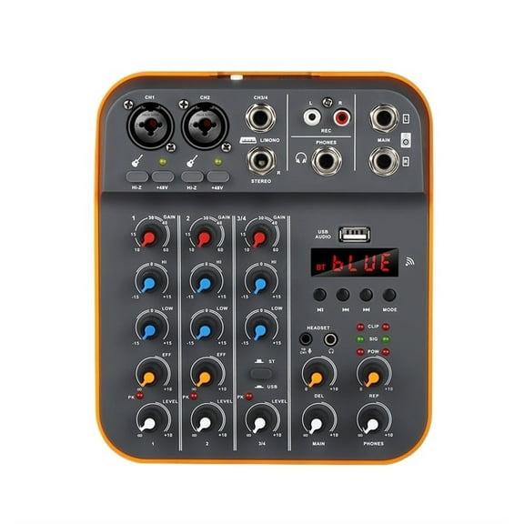 Debra 4-Channel Audio Interface DJ Console Mixer With USB Sound Card 48V For PC Recording Microphone Live Streaming ,Precision Control and Adjustment