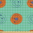 thumbnail image 2 of Ambesonne Atomic Fabric by the Yard Upholstery, Grunge Circles Sketch Lines, 1 Yard, Seafoam Burnt Orange, 2 of 5