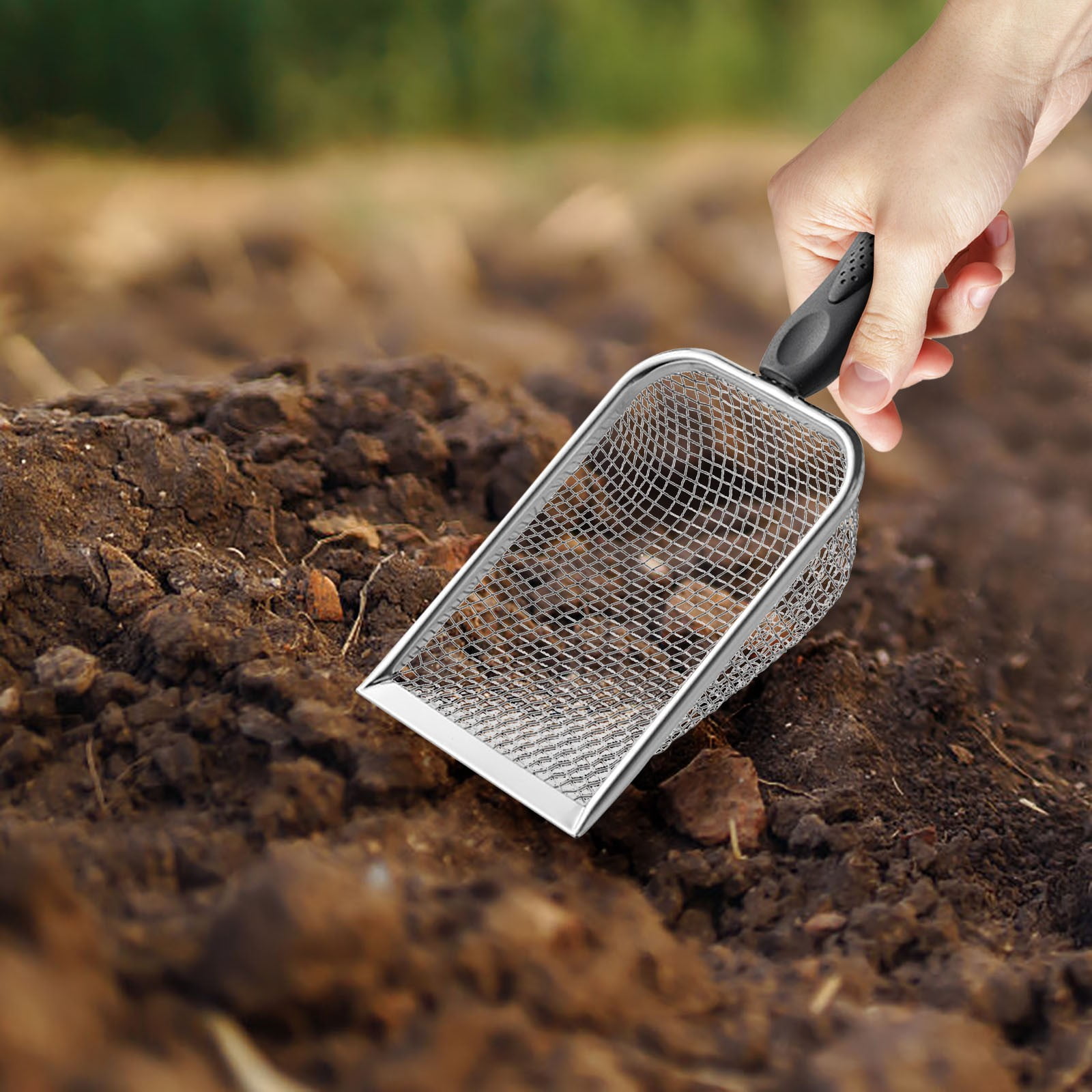 Darzheoy Beach Mesh Shovel for Shell Collecting, Kids Filter Sand Scooper for Picking Up Shells, Shark Tooth Sifter Dipper for Boys and Girls