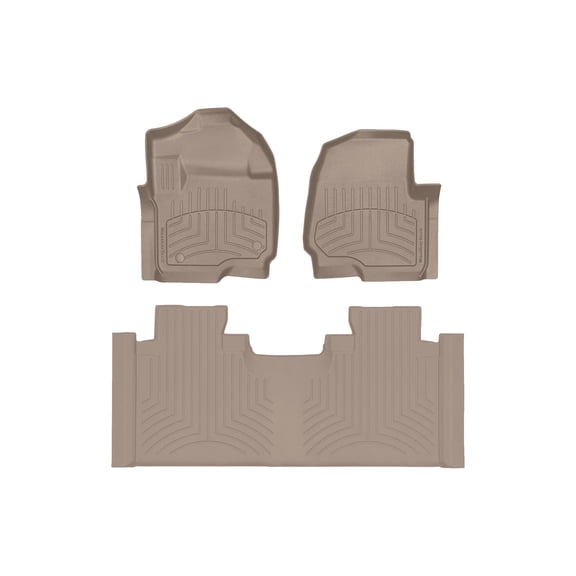 WeatherTech FloorLiner HP Custom Fit Floor Mats compatible with 2025-2025 Ford Super Duty - 1st & 2nd Row, Tan