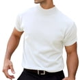 thumbnail image 2 of Mens Shirts Solid Color Short Sleeve Crew Neck Casual Slim Fit Spring Business Work Classic Fit White Men's T Shirts, 2 of 4