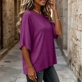 thumbnail image 6 of ZZkhGO Women's 3/4 Sleeve Scoop Neck T Shirt Loose Casual Solid Color Basic Top Loose Fit Tops for All Season Daily Wear, 6 of 7
