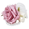 thumbnail image 4 of Pulsera de ramillete de muñeca artificial para dama de honor, flor de muñeca nupcial, para aniversario de boda, color rosa, 4 of 8