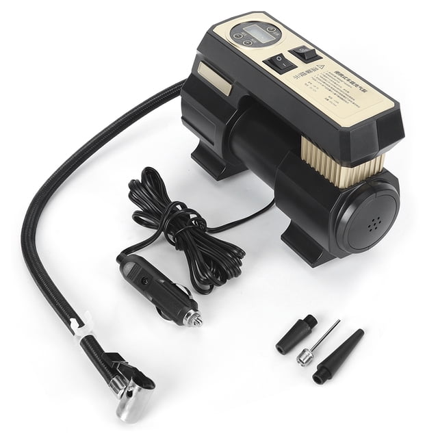 Bomba de aire digital multifuncional para coche, portátil, de 12 V (pantalla digital de 30 cilindros, medidor de presión, 3 boquillas de gas)
