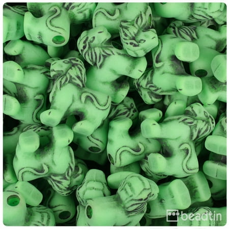 - BeadTin Lime Green Antique 22mm Lion Pony Beads (24pcs)