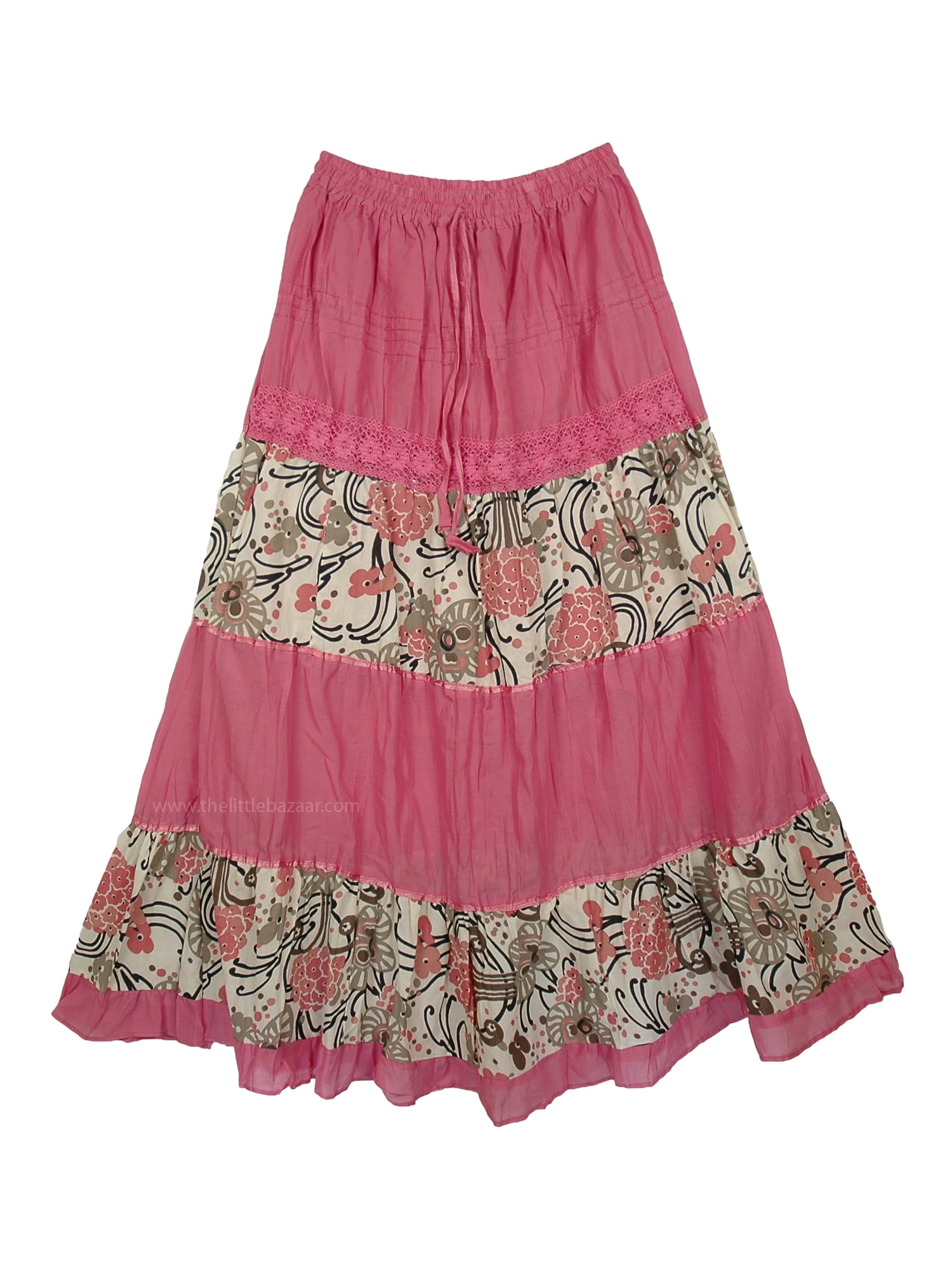 Pink Long Cotton Skirt