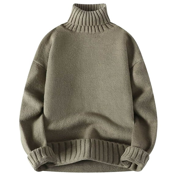 BXINGOHAI Turtlenecks Sweaters For Men Male Autumn Winter Wool Sweater crewneck Pullover Bottoming Shirt All Matching High Neck Top Today Green,M