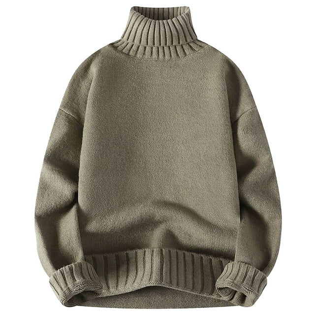GigrtiJin Chandails à Col Roulé d'Hiver pour Hommes à Manches Longues, Chandail Uni à Enfiler, Hauts Décontractés Confortables, Chandail Mode