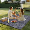 thumbnail image 4 of Navy Blue Geometric Outdoor Rug for Patio/Deck/Porch, Non-Slip Large Area Rug 5 x 7 Ft, Vintage Abstract Floral Texture Indoor Outdoor Rugs Washable Area Rugs, Reversible Camping Rug Carpet Runner, 4 of 8