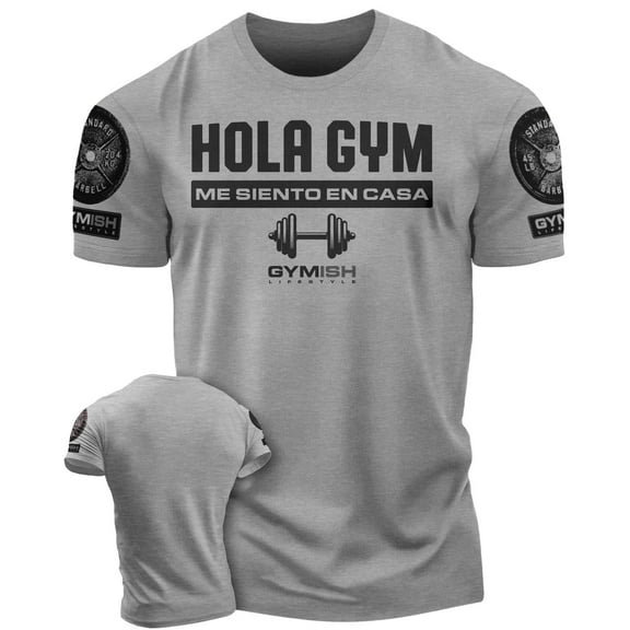 Hola Gym Me Siento en Casa Workout T-Shirt – Funny Gym Shirt for Men, Camiseta de Gimnasio, Motivational Fitness Tee