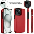 thumbnail image 4 of Detachable Wallet Case for iPhone 15 RFID Blocking Card Slots Holder Premium PU Leather Magnetic Kickstand Shockproof Removable Flip Protective Cover 6.1 inch, Red, 4 of 11