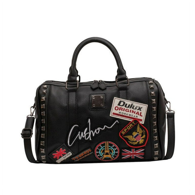 CoCopeaunts Womens Boston Shoulder Bag Luxury Designer Letters Rivet Black  Hip-hop Large Capacity Trend Personalized Female Handbag 