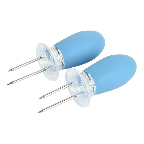 Braveheart 2pcs Brochette de Maïs Brochette en Acier Inoxydable avec Poignées en Silicone, Bleu