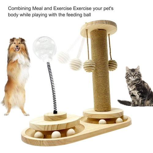 Colourtree Cat Scratching Post with Toy Ball and Feeding Hole