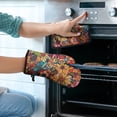 thumbnail image 2 of Pioneer Flower Floral Print Pattern Kitchen Oven Mitt and Pot Holder Sets 2 Pcs for Baking, Cooking and Grilling, Heat Resistant Up To 392 °F, 2 of 7