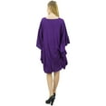 thumbnail image 4 of Bimba Womens Purple Frill Kaftan Coverup Dress Easy Wear Knee Length Kaftan-4, 4 of 9
