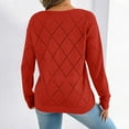 thumbnail image 5 of Crochet Knit Sweaters for Women Long Sleeve Pullover V Neck Lightweight Tops Orange XL, 5 of 6
