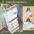 thumbnail image 4 of XgoodX 51.2" H Tall Dresser for Bedroom with LED Lights, Night Stand with 7 Drawers, Dressers & Chests of Drawers with Open Wood Shelf, Metal Frame, Bedside Table with Fabric Storage Bins, White, 4 of 10