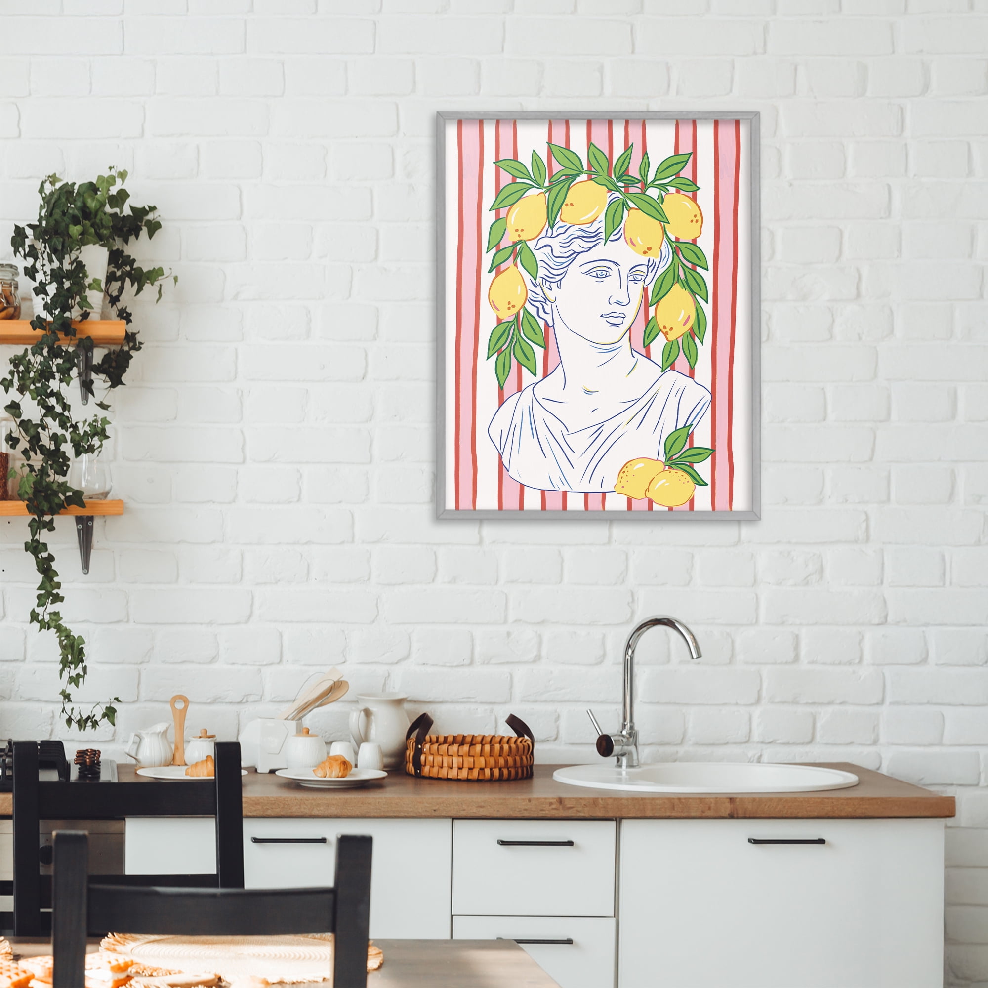 Stupell Industries La Limona Sculpture Face Gray Framed Giclee Art, design by Radhika Modi