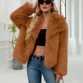 thumbnail image 5 of HongQid Womens Faux Fur Coat Lapel Open Front Fluffy Shaggy Jacket Winter Warm Furry Cropped Overcoat, 5 of 7