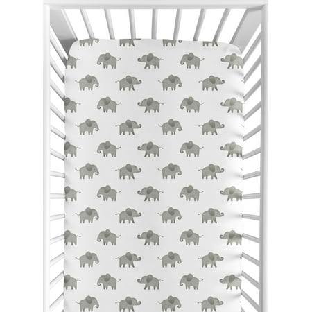 UPC: 0846480064763 | Elephant Grey and Mint Collection Crib Sheet