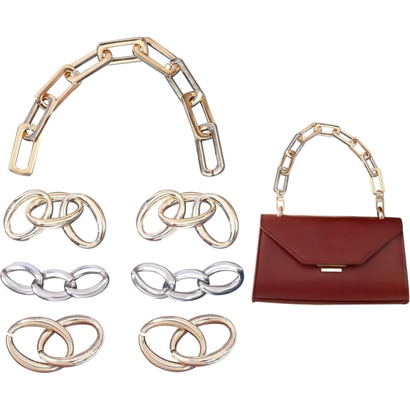 7 Pcs 4 Styles Different Sizes Replacement Flat Purse Chain Metal Bag Link Chains Straps Handbags Accessories for Metal Shoulder Cross Bag Purse Replacement 2.6-7.2Inch