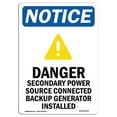 thumbnail image 1 of SignMission OS-NS-A-1824-V-10919 18 x 24 in. OSHA Notice Sign - Danger Secondary Power, 1 of 1