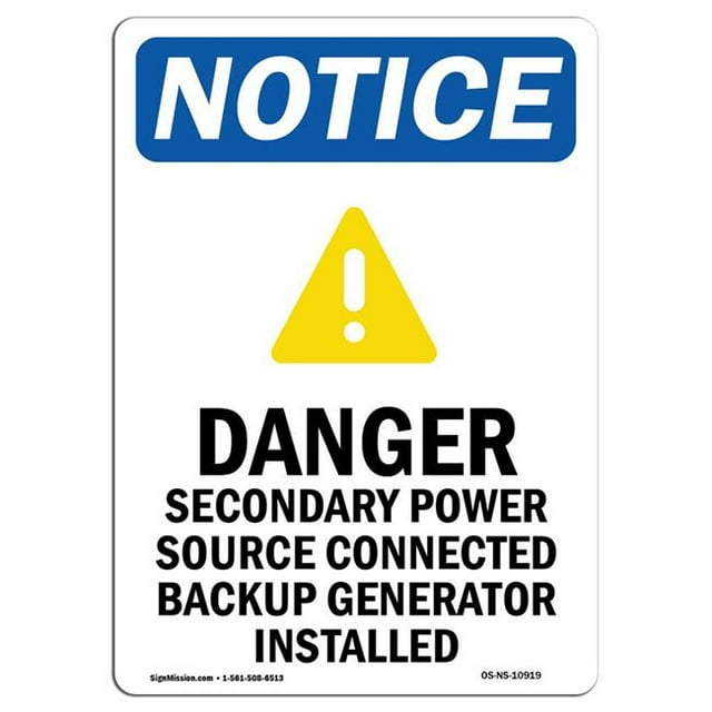 SignMission OS-NS-A-1824-V-10919 Panneau de Signalisation OSHA 18 x 24 Po - Puissance Secondaire Dangereuse