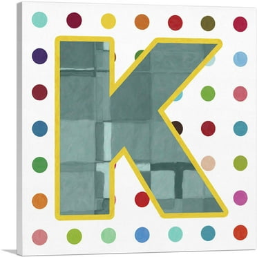 ARTCANVAS Fun Polka Dots Letter K Canvas Art Print - Size: 18" x 18" (0.75" Deep)