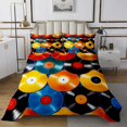 thumbnail image 1 of Erosebridal 80s Music Theme Coverlet Set Twin, Rainbow Vinyl Record Bedding Set 2pcs, 1 of 5