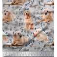 thumbnail image 1 of Soimoi Rayon Crepe Fabric Floral,Book & Golden Retriever Dog Print Fabric by The Yard 46 Inch Wide, 1 of 1